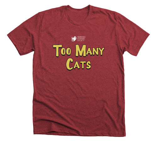 Too Many Cats, a Heather Canvas Red Premium Unisex Tee