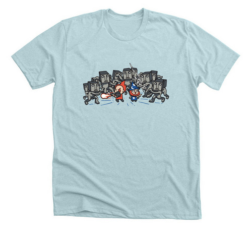 fire and lightning, a Heather Ice Blue Premium Unisex Tee