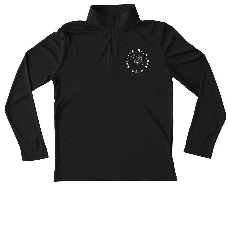 Michigan Miss Amazing Athleticwear, a Black Youth Performance Quarter Zip Pullover