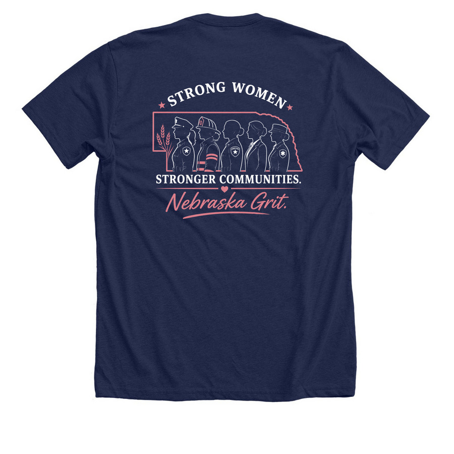 Nebraska Grit (Pink), a Solid Navy Blend Premium Unisex Tee (back-view)