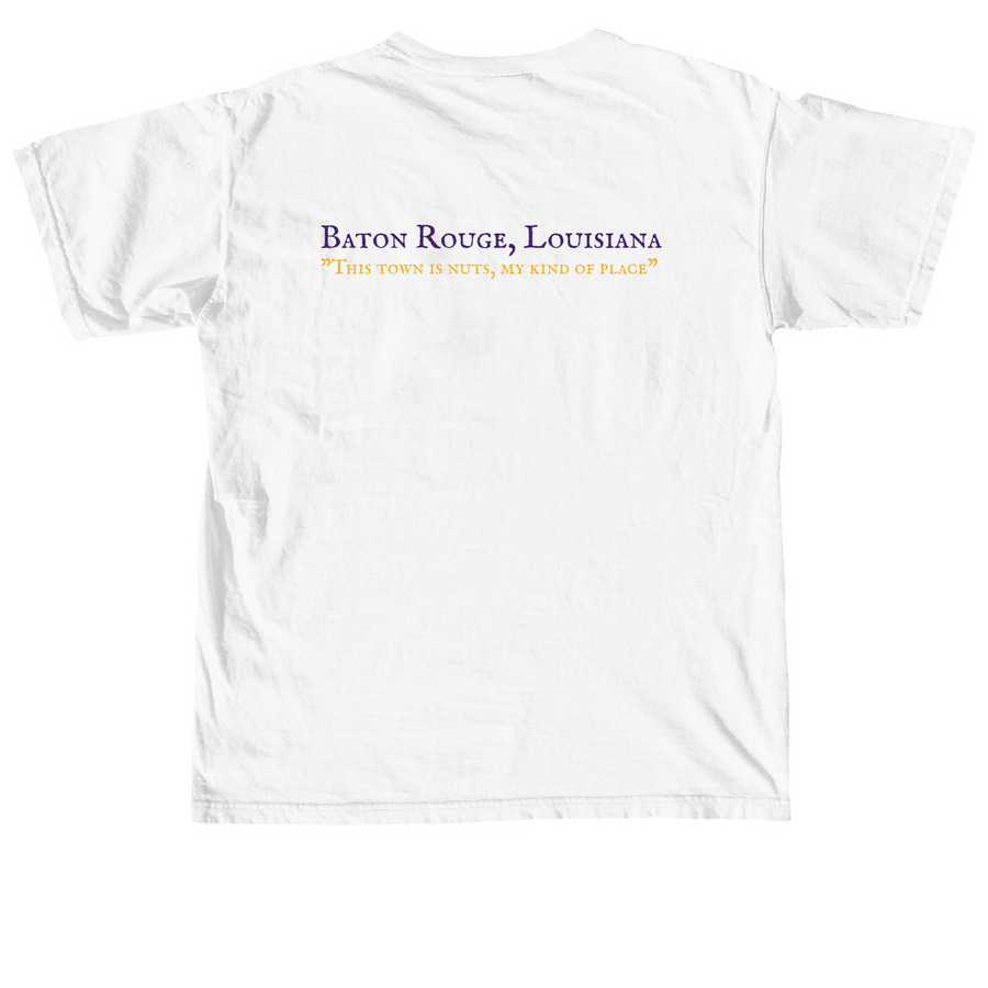 Baton Rouge Mikey Tee, a White Comfort Colors Unisex Tee (back-view)