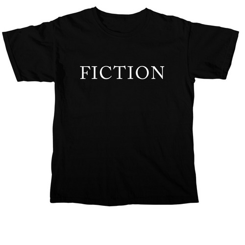 Fiction Campus (White Text), a Black Comfort Colors Unisex Tee