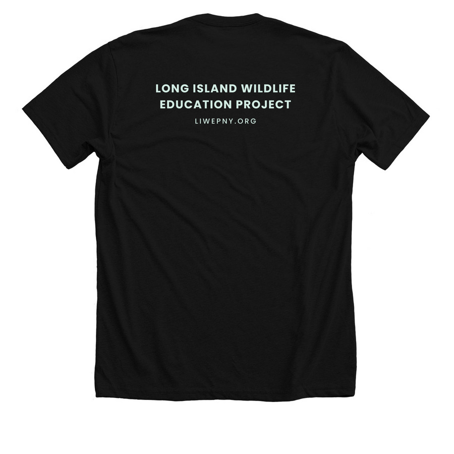 Support Long Island Wildlife Rehabbers, a Solid Black Blend Premium Unisex Tee (back-view)