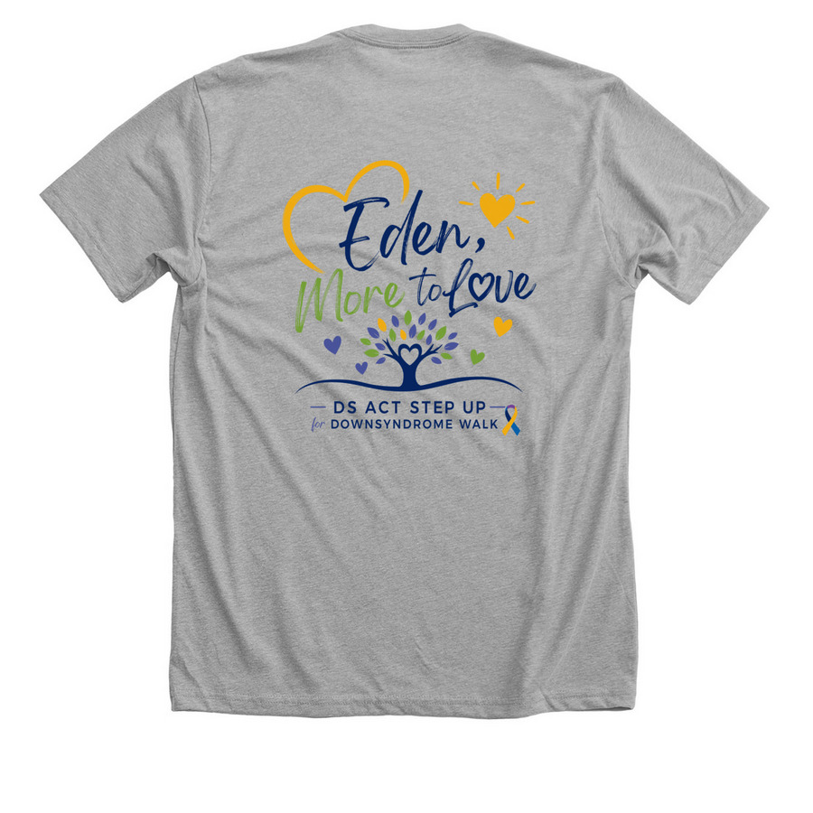DS ACT Step Up For Down Syndrome, a Athletic Heather Premium Unisex Tee (back-view)