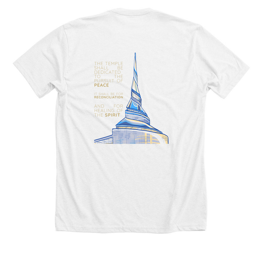 Temple, a Solid White Blend Premium Unisex Tee (back-view)