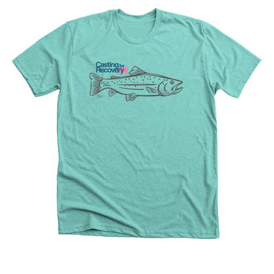 CfR x Casting Feathers and Fur, a Heather Sea Green Premium Unisex Tee