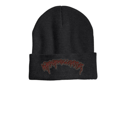 Karmanik Beanie, a Heather Charcoal Printed Cuffed Beanie