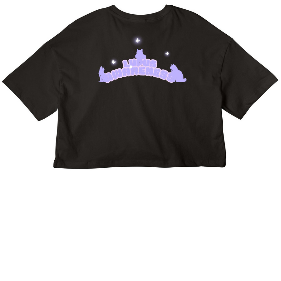 JazCatCove Lupus Awareness (Black Crops), a Black Women?s Cropped Cotton Tee (back-view)