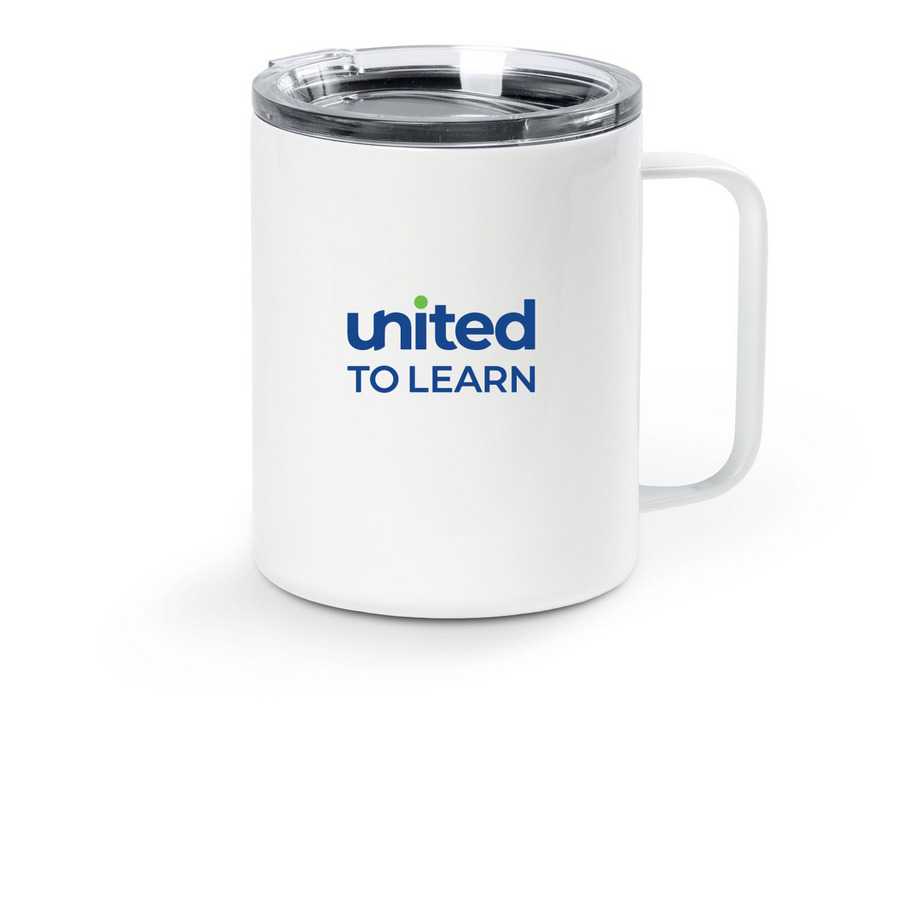 Travel Mug, a White Stainless Steel Travel Mug