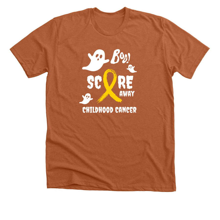 Scare Away Childhood Cancer&nbsp;, a Heather Autumn Premium Unisex Tee