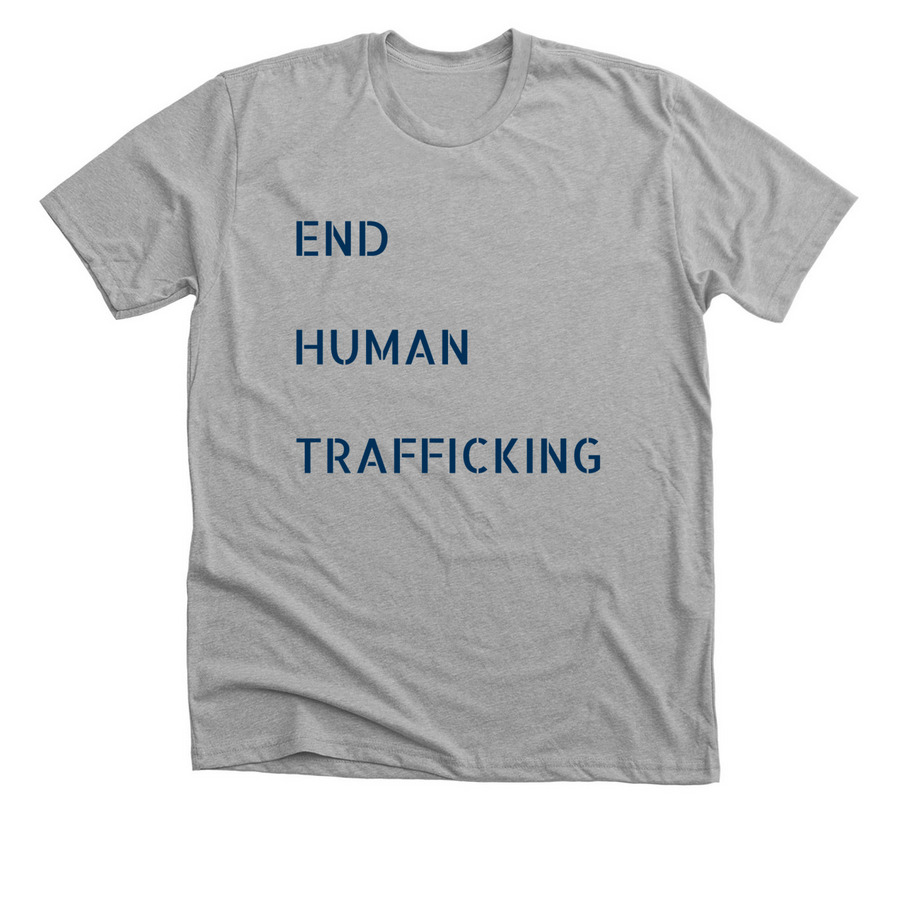 END HUMAN TRAFFICKING, a Athletic Heather Premium Unisex Tee