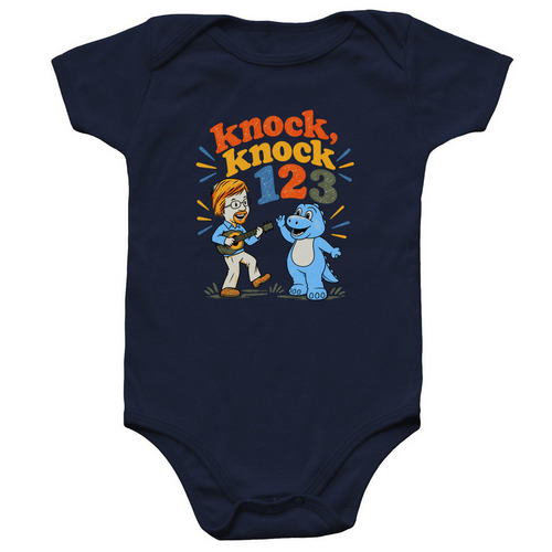 Infant Dino and Rabbi G, a Navy Infant Onesie