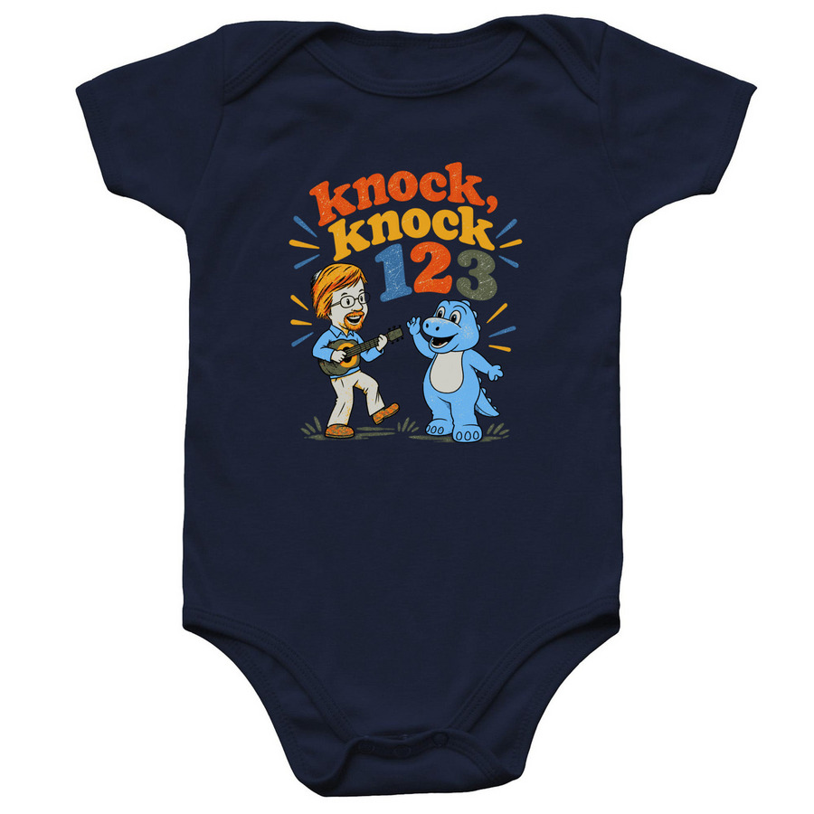 Infant Dino and Rabbi G, a Navy Infant Onesie