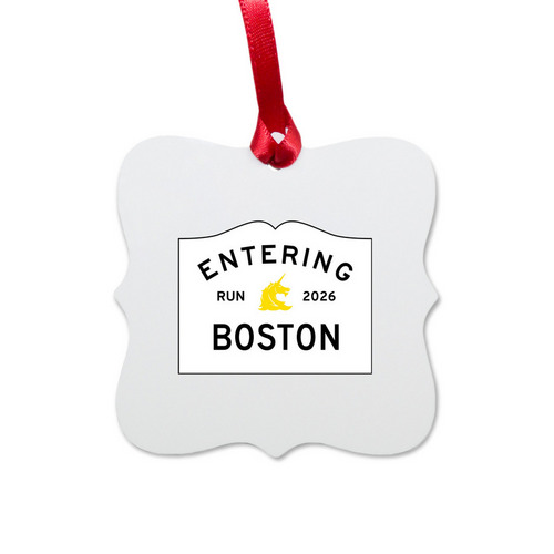 Boston Marathon 2026 sign ornament, a White Aluminum Square Ornament