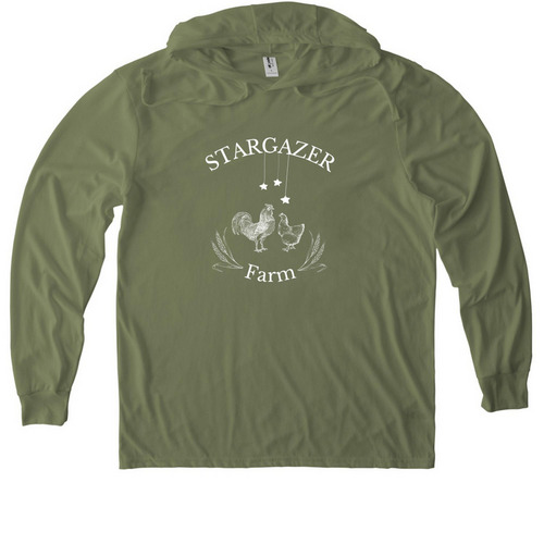 Stargazer Farm Hoodie Tee, a Olive You Green Allmade Eco Triblend Hoodie Tee