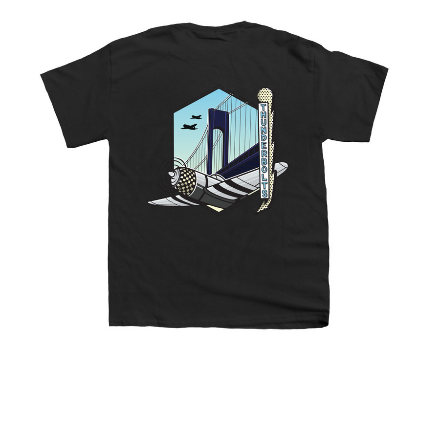 Property of Brooklyn Hockey w/ Away logo, a Black Youth Unisex Tee (back-view)