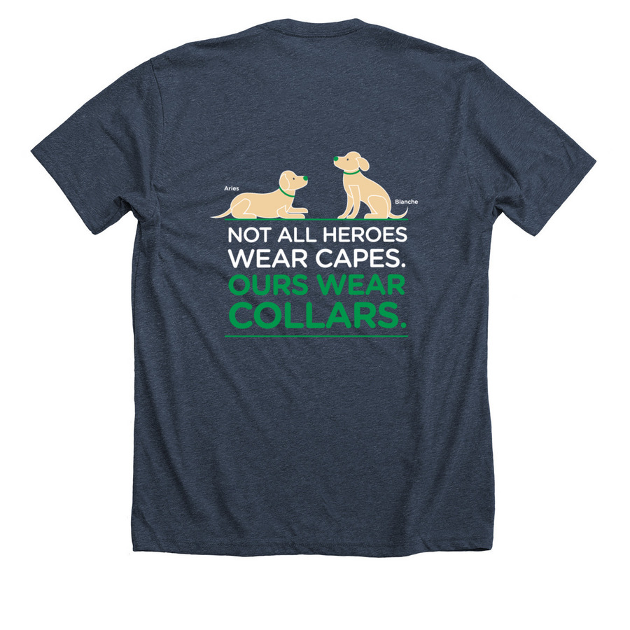 Our Heroes, a Heather Midnight Navy Premium Unisex Tee (back-view)