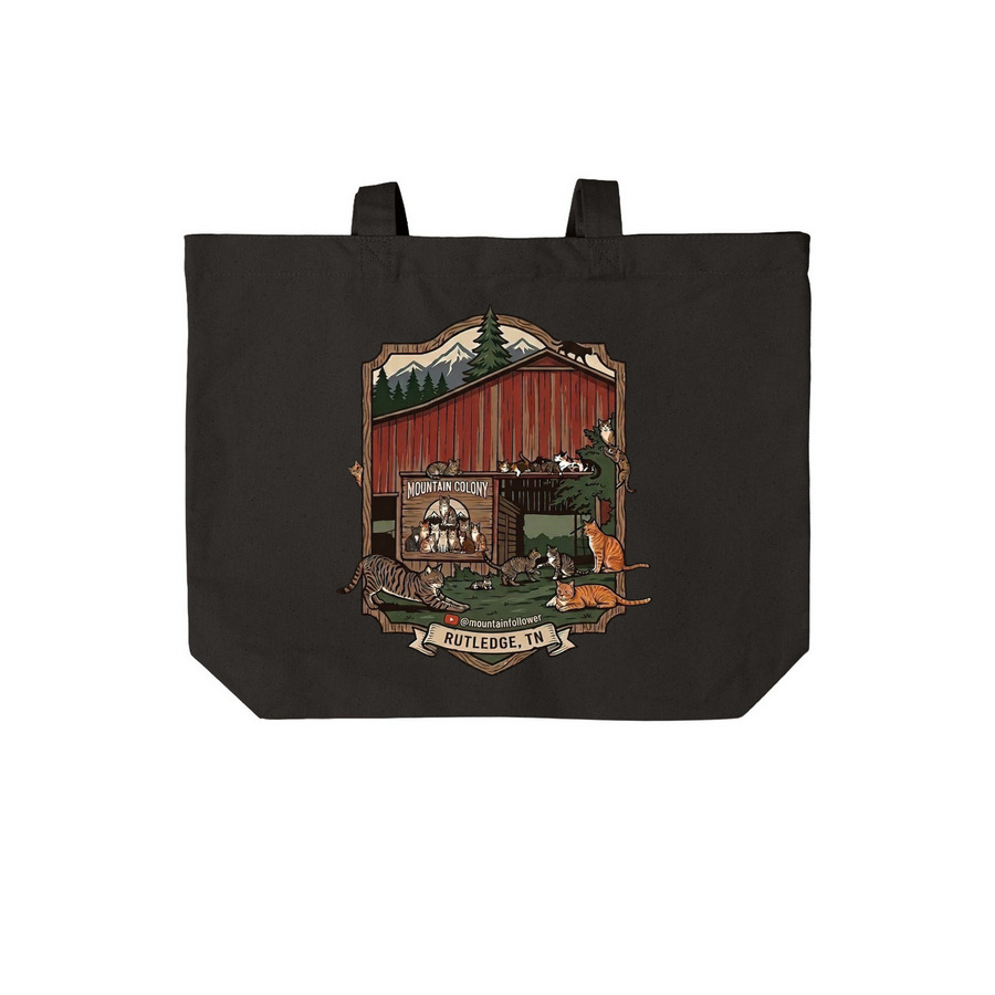 Mountain colony merchandise&nbsp;, a Deep Black Cotton Canvas Tote Bag