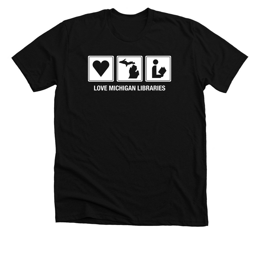 Love Michigan Libraries, a Solid Black Blend Premium Unisex Tee