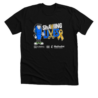 St. Baldrick's ShAVING LIVES team shirt, a Solid Black Blend Premium Unisex Tee