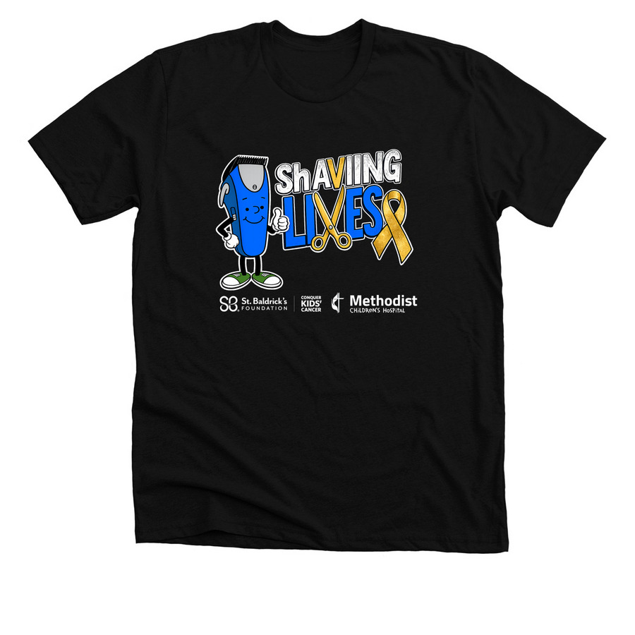 St. Baldrick's ShAVING LIVES team shirt, a Solid Black Blend Premium Unisex Tee