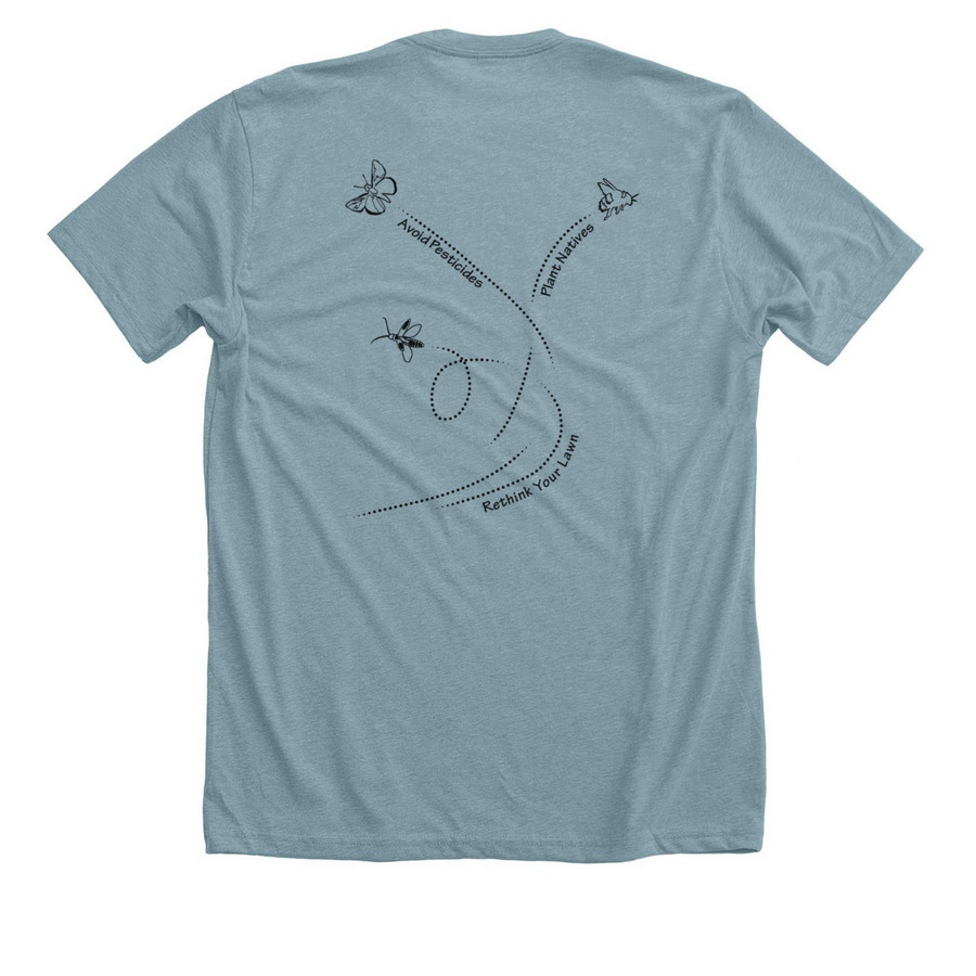 Pollinator Pathway: Pollinators in Flight 2, a Heather Blue Lagoon Premium Unisex Tee (back-view)