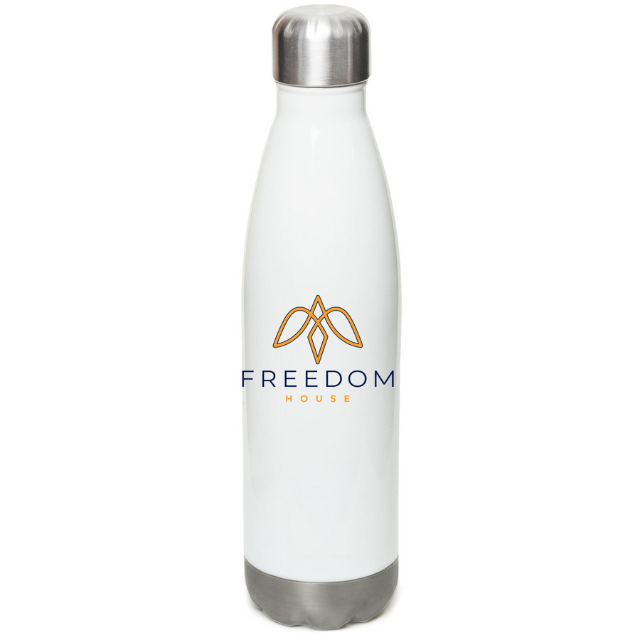 Hydrate with Freedom, a White Stainless Steel Water Bottle