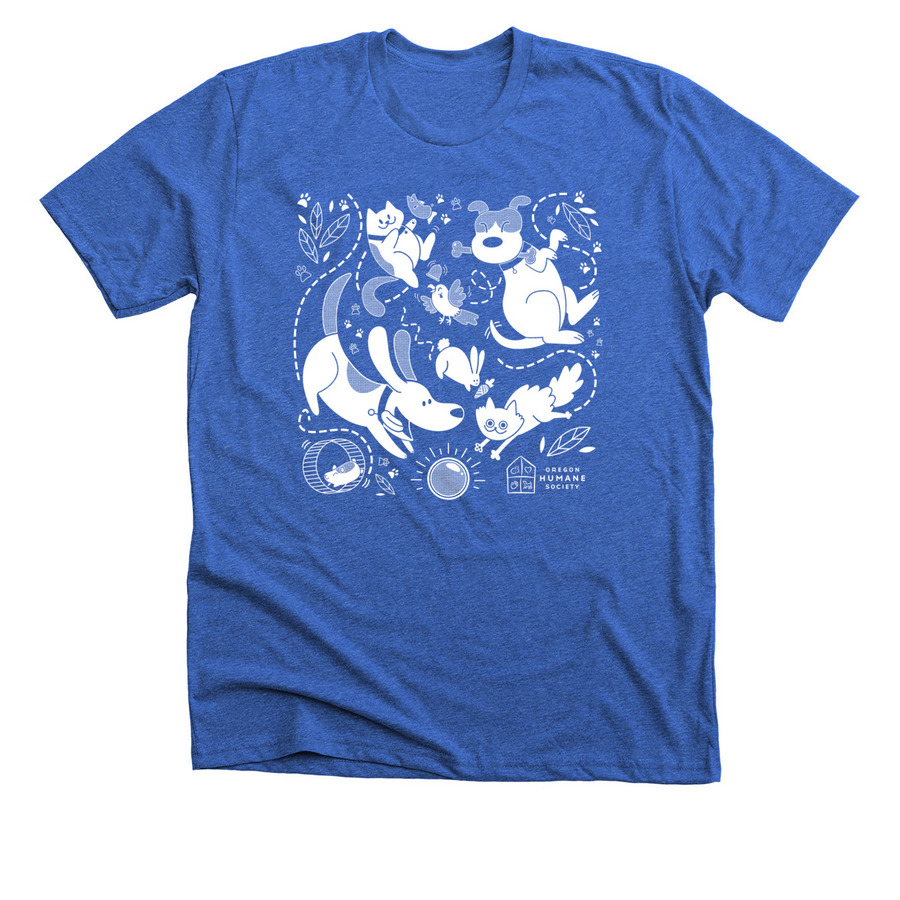 Pet Playtime, a Heather True Royal Premium Unisex Tee