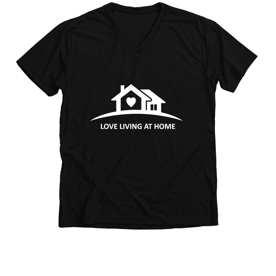 Love Living at Home, a Solid Black Blend Premium V-Neck Tee