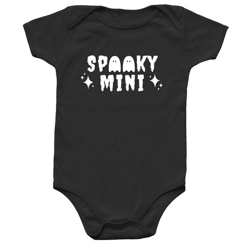 Spooky Mini, a Black Infant Onesie