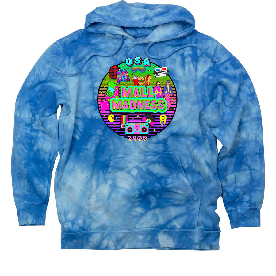 OSA 2026 Logo, a Aqua Blue Tie Dye Pullover Hoodie