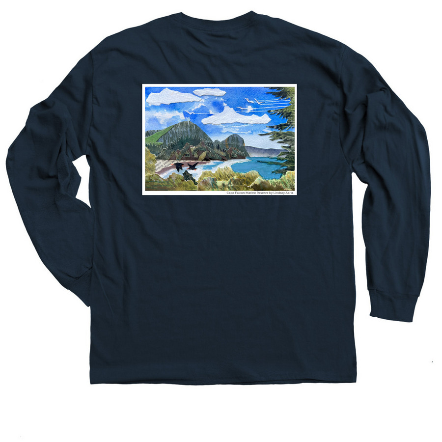 Cape Falcon Marine Reserve Gear, a Navy Classic Long Sleeve Tee (back-view)