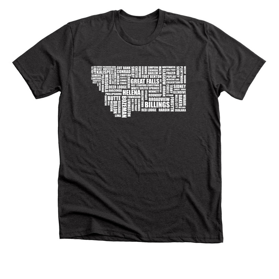 Montana Cities, a Dark Grey Heather Premium Unisex Tee