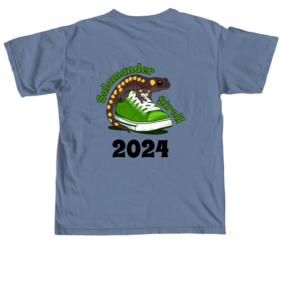 Salamander Stroll Virtual 5k, a Blue Jean Comfort Colors Unisex Tee (back-view)