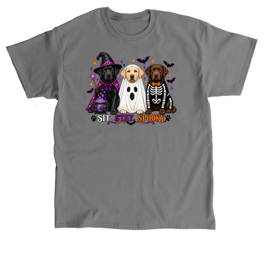 Sit, Stay, Spooky Labs, a Charcoal Classic Unisex Tee