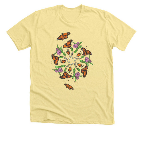Monarch Mandala (no logo), a Heather Yellow Gold Premium Unisex Tee