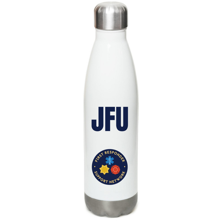 FRSN JFU Stainless Steel Water Bottle, a White Stainless Steel Water Bottle