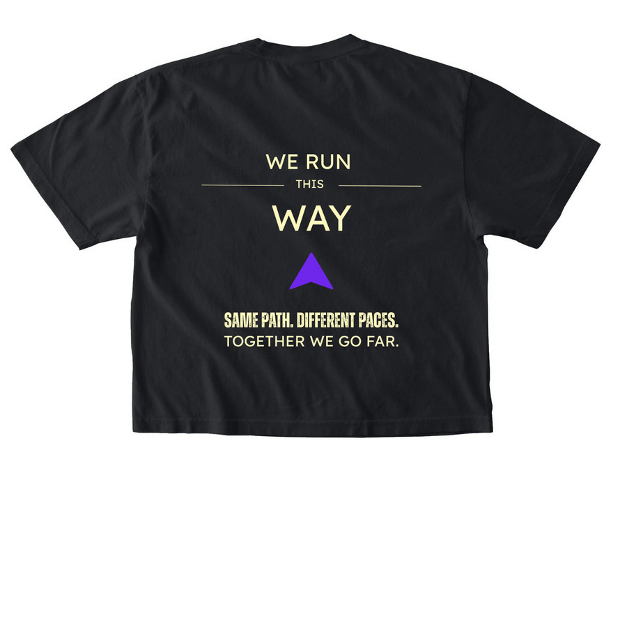 We Run This Way, a Black Comfort Colors Boxy Tee (back-view)