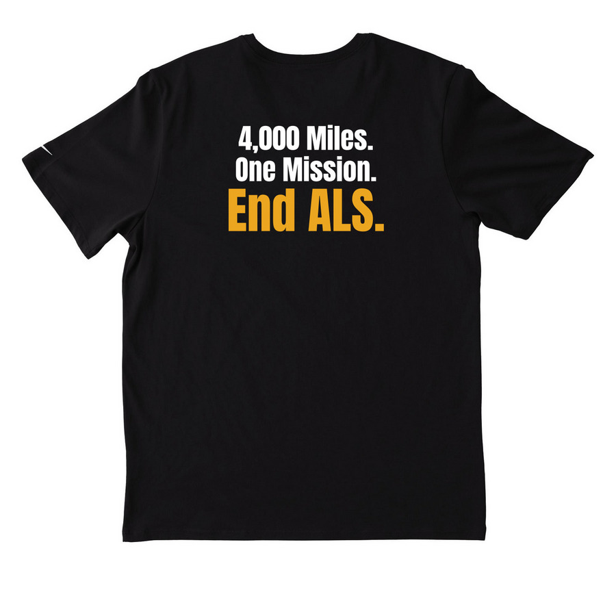 C2C4ALS Jersey "End ALS", a Black Nike Dri-FIT Jersey Blend Performance Tee (back-view)