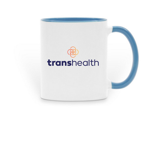 Transhealth Mug, a Light Blue Two-Tone Ceramic Mug