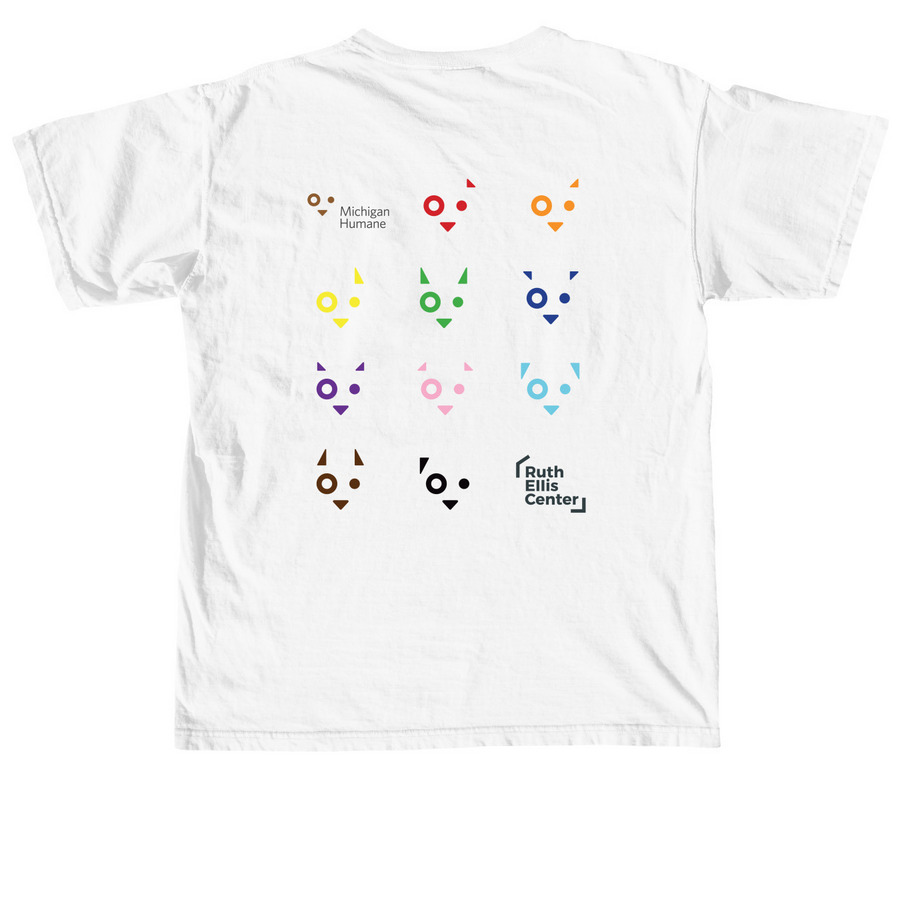 Michigan Humane x Ruth Ellis, a White Comfort Colors Unisex Tee (back-view)
