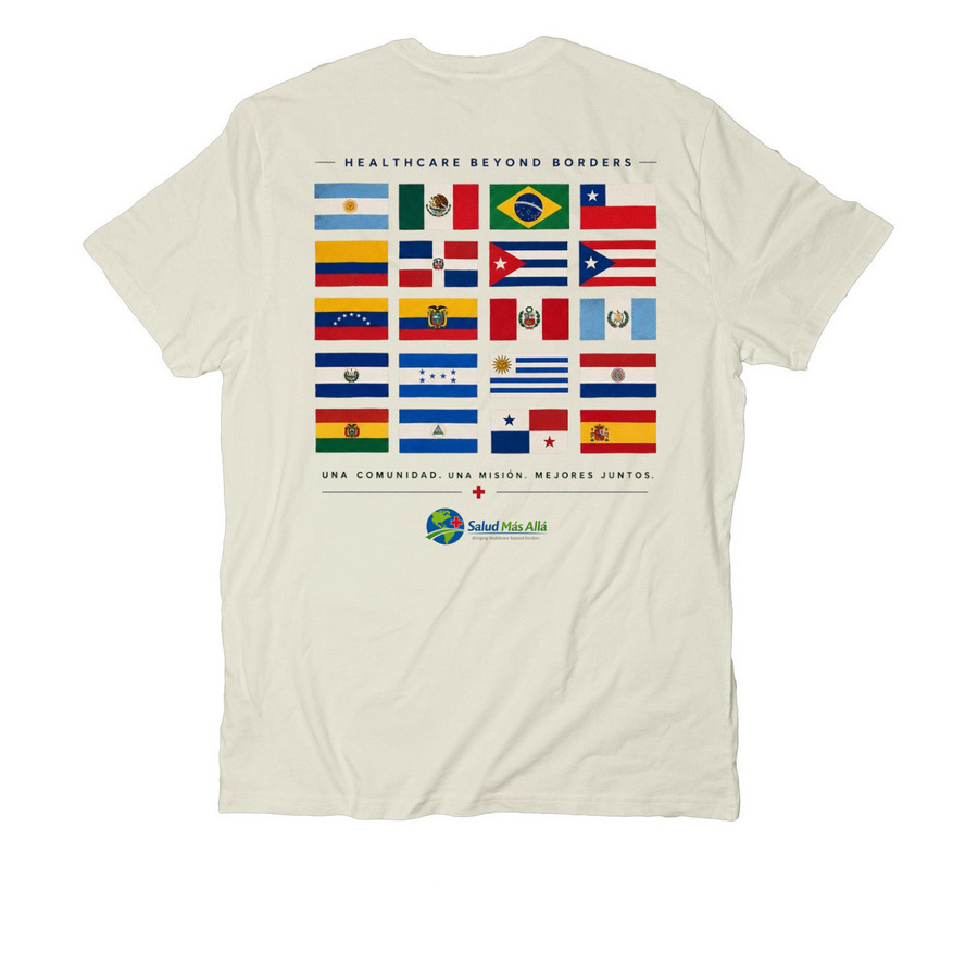 United by Flags Tee, a White Sand Allmade Organic Cotton Unisex Tee (back-view)