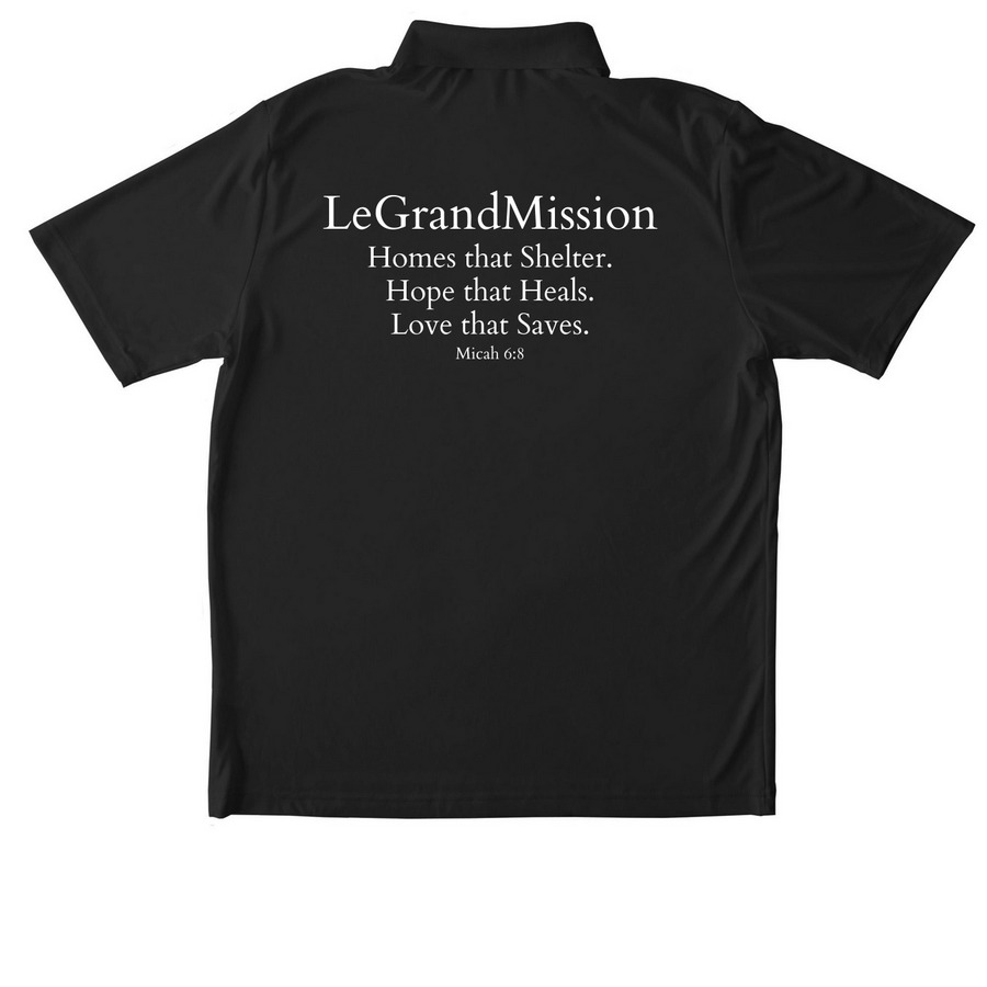 Performance Wear, a Black Unisex Performance Polo (back-view)
