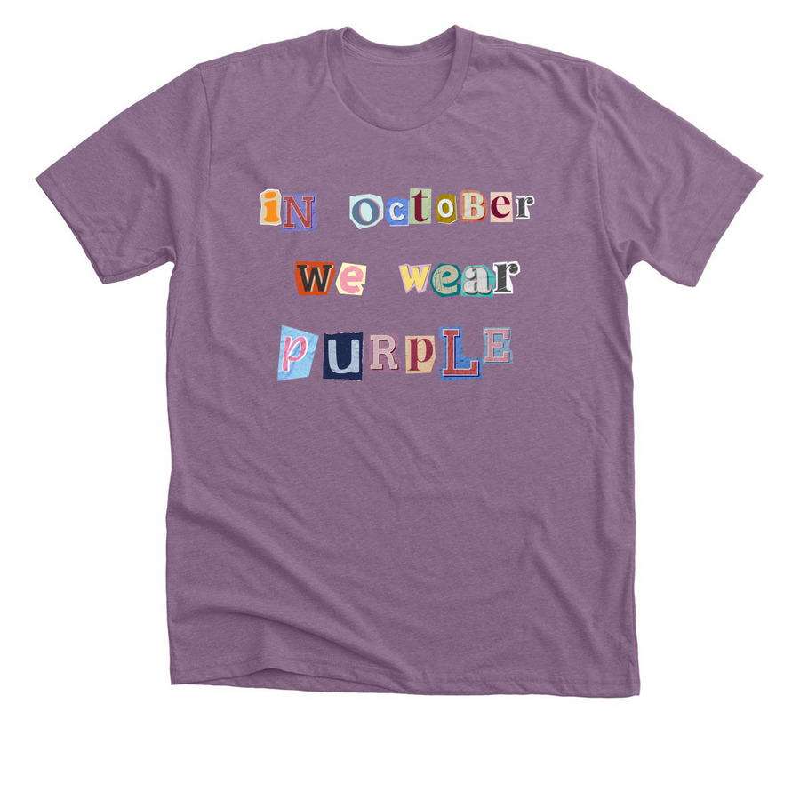 Domestic Violence Awareness Month, a Heather Purple Premium Unisex Tee
