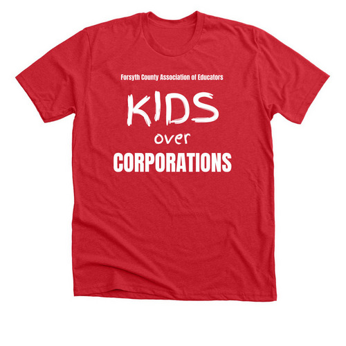 FCAE/Kids over Corporations, a Heather Red Premium Unisex Tee