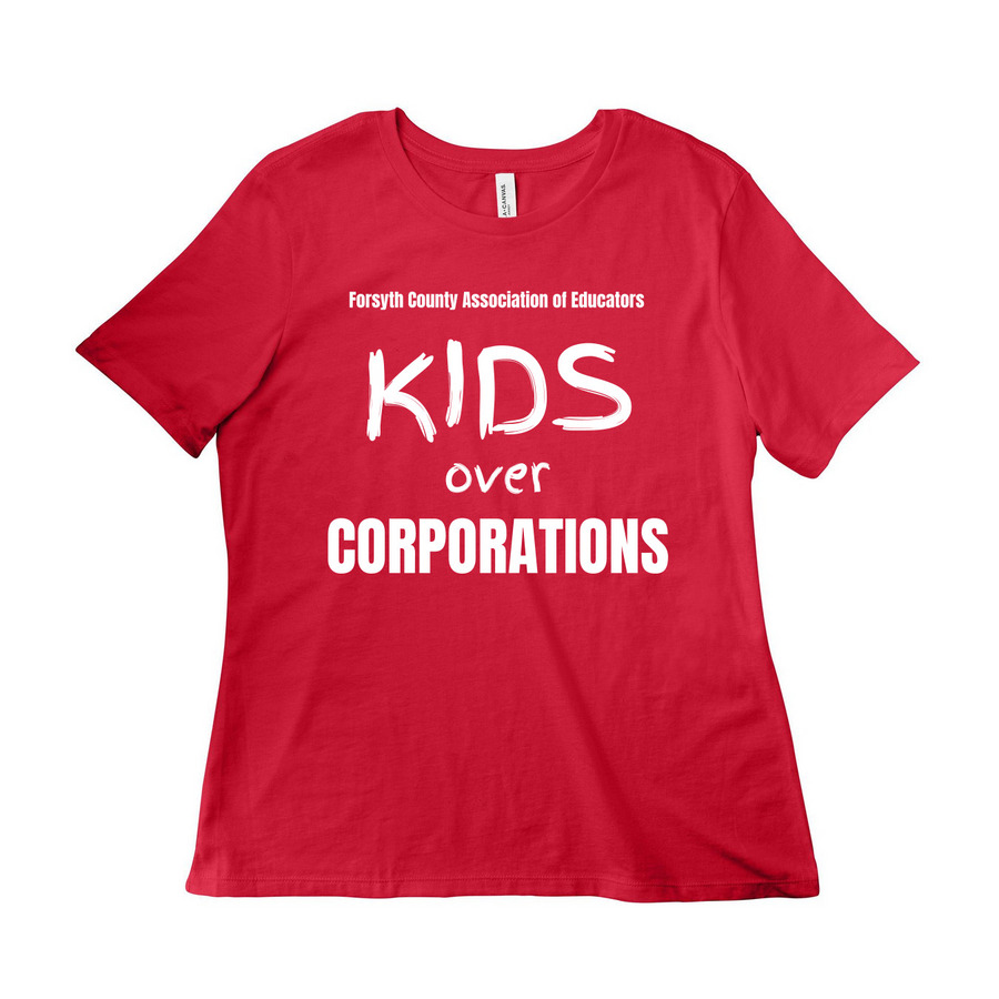 FCAE/Kids over Corporations, a Red Women?s Relaxed Cotton Tee