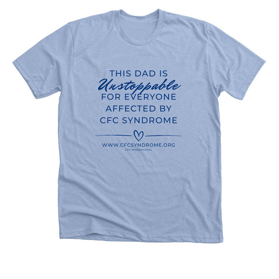 (Front Only) Unstoppable Dad, a Heather Baby Blue Premium Unisex Tee