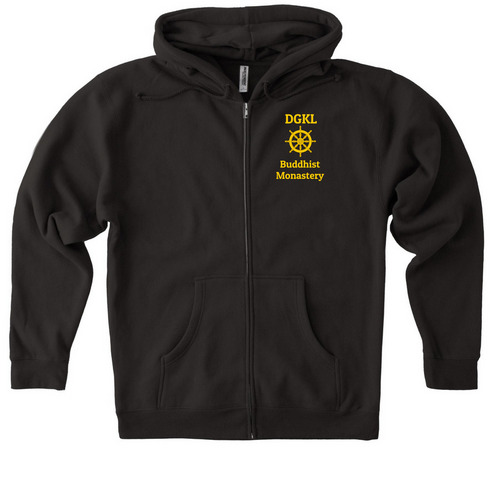 Dharma Wheel Zip Up, a Black Heavyweight Zip Up Hoodie