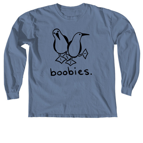 Two Boobies (Dark), a Blue Jean Comfort Colors Long Sleeve Tee