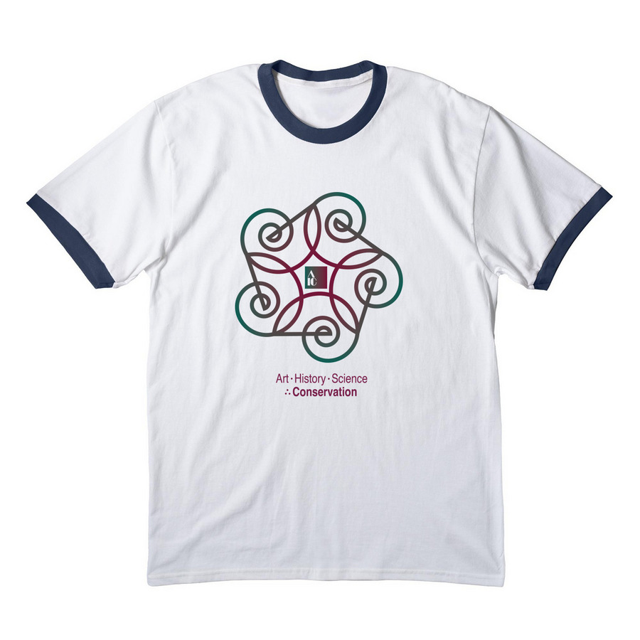Science + Art = Conservation, a White/ Navy Cotton Ringer Tee